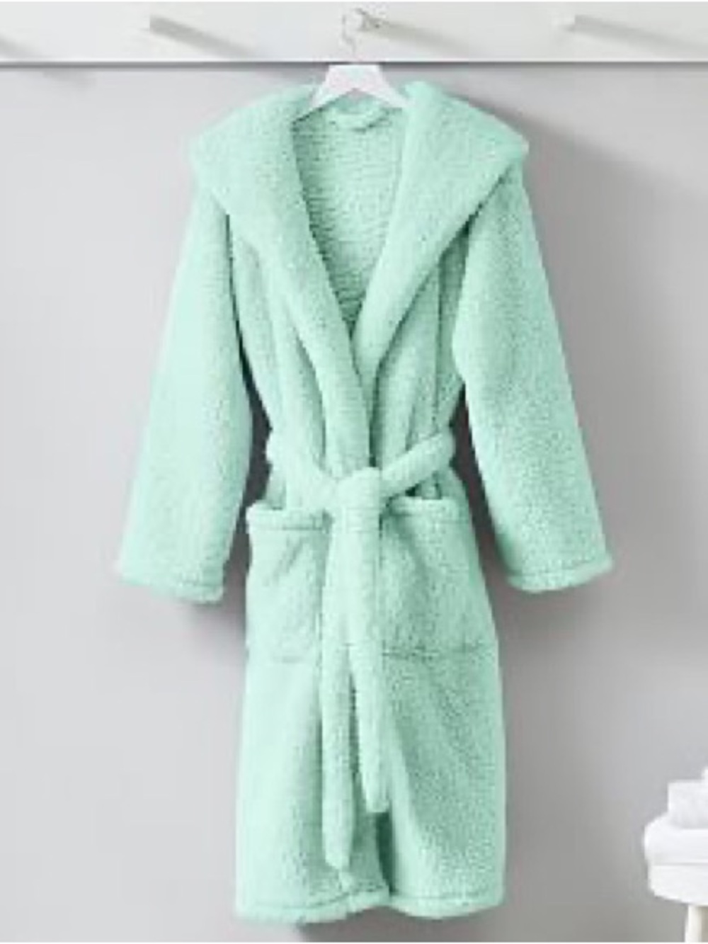 Pottery Barn Mint Green Sherpa Bath Robe with Hood